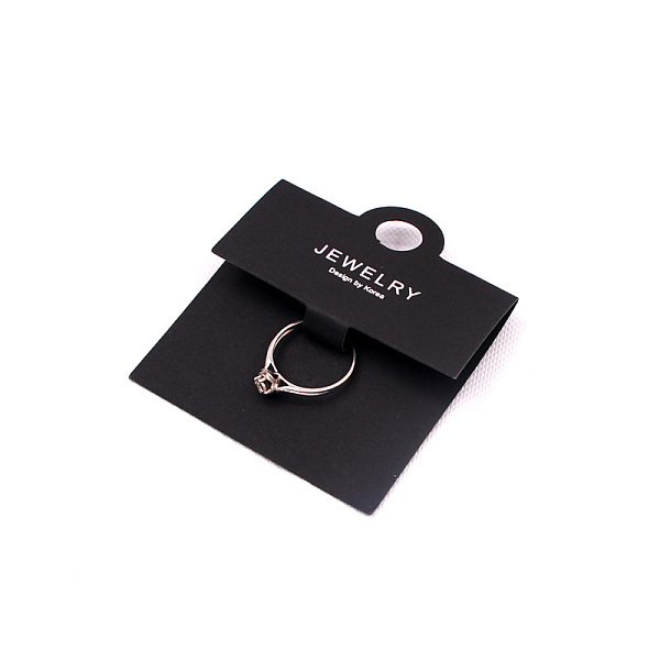 

PandaHall Folding Paper Ring Display Cards, Jewelry Display Card for Ring Packaging, Black, 10x6cm Paper Black