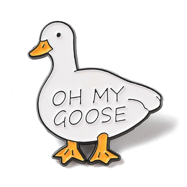 

PandaHall Black Alloy Brooches, Cartoon Goose Enamel OH MY GOOSE Pins, White, 30x25x1mm Alloy+Enamel Goose White