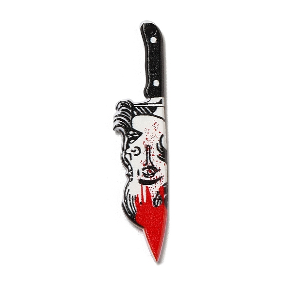 

PandaHall Printed Opaque Acrylic Pendants, Human, Knife, Human, 56x12x2.3mm, Hole: 0.8mm Acrylic Human