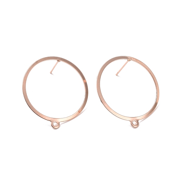 

PandaHall 201 Stainless Steel Stud Earring Findings, with Horizontal Loop and 316 Stainless Steel Pin, Ring, Real Rose Gold Plated...