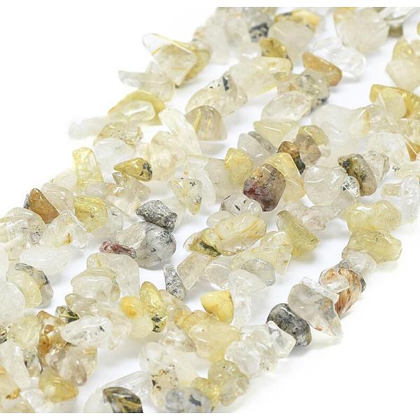 

PandaHall Natural Gold Rutilated Quartz Chip Bead Strands, 5~8x5~8mm, Hole: 1mm, about 31.5 inch Rutilated Quartz Chip