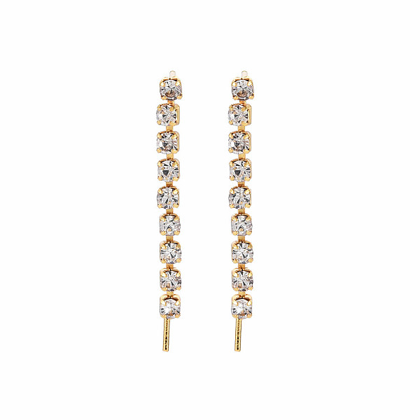 

PandaHall Brass Micro Pave Clear Cubic Zirconia Stud Earring Findings, For Half Drilled Bead, Nickel Free, Cuboid, Real 18K Gold Plated...