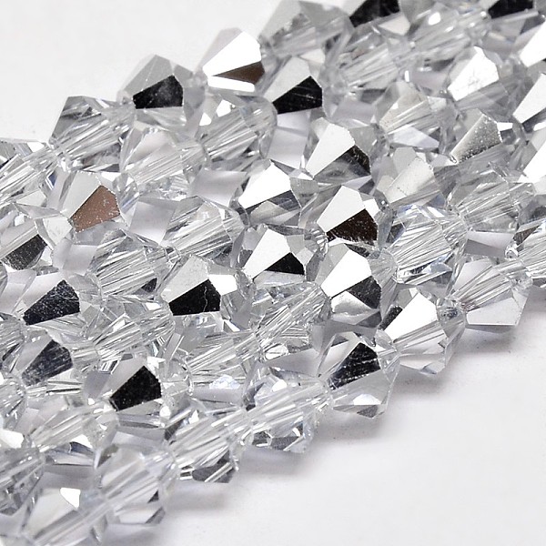 

PandaHall Imitate Austrian Crystal Electroplate Bicone Glass Faceted Bead Strands, Half Grade AA, 4x4mm, Hole: 1mm, about 93~95pcs/strand...