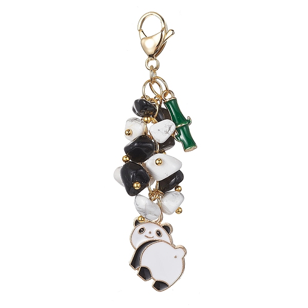 

PandaHall Panda Alloy Enamel Pendant Decorations, Natural Obsidian & Synthetic White Howlite Chip Beads and 304 Stainless Steel Lobster Claw...