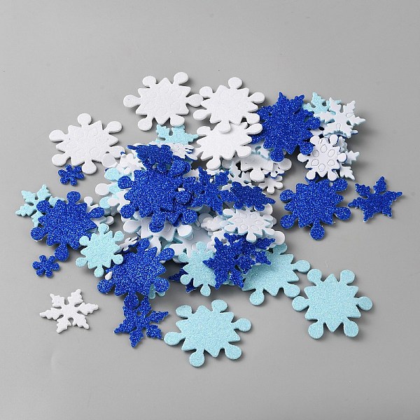Autocollants en mousse EVA flocon de neige de Noël pailleté