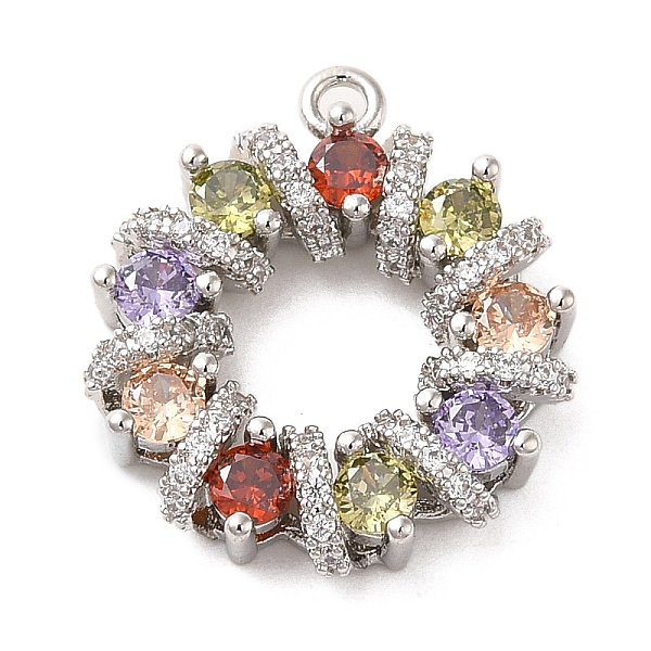 

PandaHall Brass Cubic Zirconia Pendants, with Glass, Long-Lasting Plated, Flat Round, Colorful, 20x18x4mm, Hole: 1.5mm Brass+Cubic Zirconia...