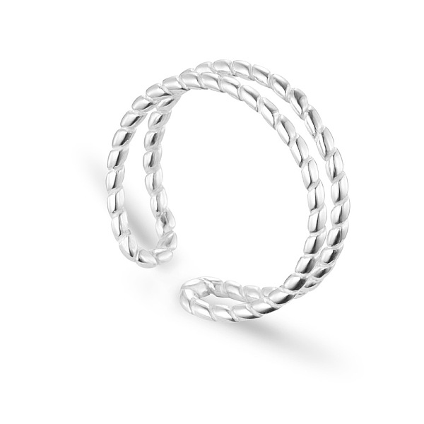 

PandaHall Vintage 925 Sterling Silver Cuff Rings, Open Rings, Twisted Double Bands, Silver, 16mm Sterling Silver