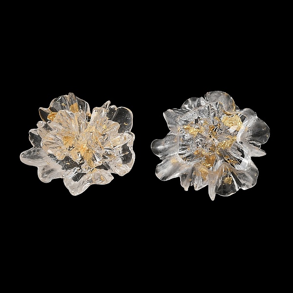 

PandaHall Transparent Resin Cabochons, Flower, Gold, 23x24.5x11mm Resin Flower Gold