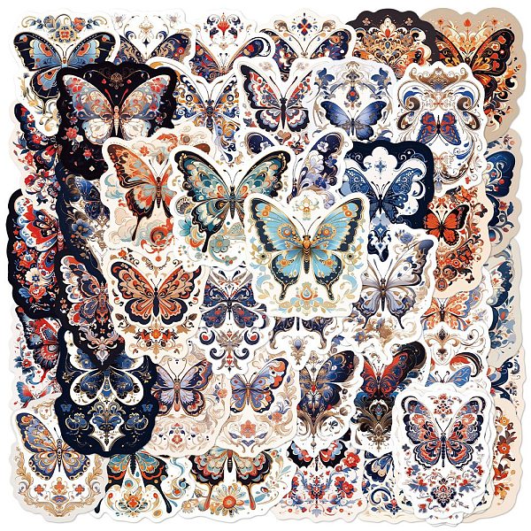 

PandaHall 50Pcs Butterfly PVC Waterproof Sticker Labels, Self-adhesion, for Suitcase, Skateboard, Refrigerator, Helmet, Mobile Phone Shell..., Multicolor