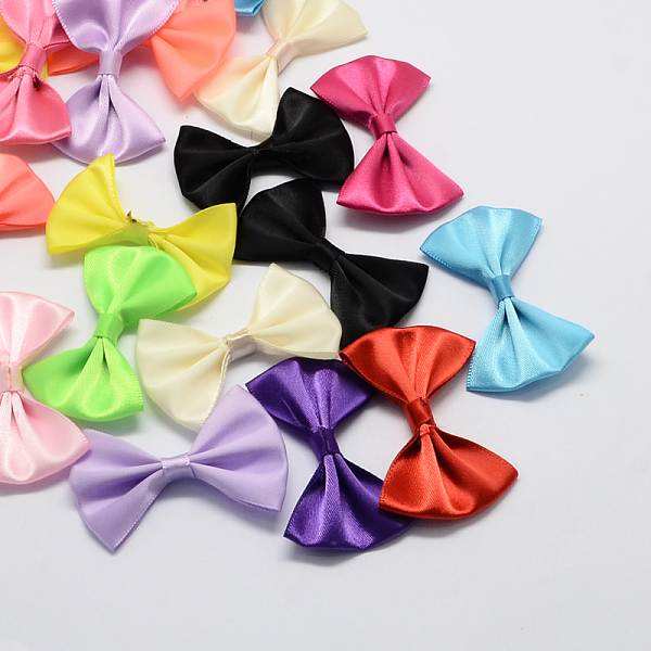PandaHall Handmade Woven Costume Accessories, Ribbon Bowknot, Mixed Color, 33x52x8mm, about 200pcs/bag Ribbon Bowknot Multicolor