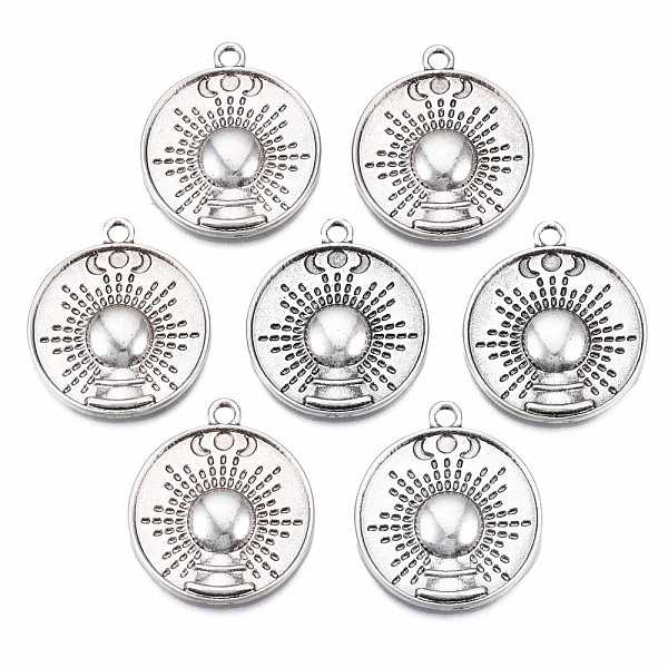

PandaHall Tibetan Style Alloy Pendants, Cadmium Free & Nickel Free & Lead Free, Flat Round with Moon & Sun, Thailand Sterling Silver Plated...