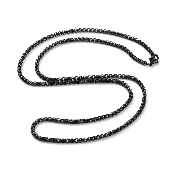 

PandaHall Ion Plating(IP) 304 Stainless Steel Box Chain Necklace for Women, Black, 23.82 inch(60.5cm) 304 Stainless Steel