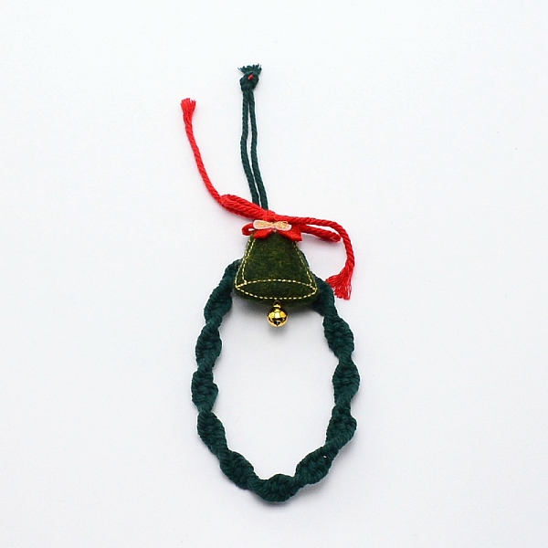 

PandaHall Christmas Theme Cotton Weave Pendant Decorations, Ring with Bell, for Wedding Festival Party Decoration, Dark Green, 260mm Cotton..., Cyan