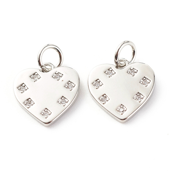 

PandaHall Brass Micro Pave Clear Cubic Zirconia Pendants, Cadmium Free & Lead Free, Heart, Platinum, 15x12x1.5mm, Hole: 3.5mm Brass+Cubic...