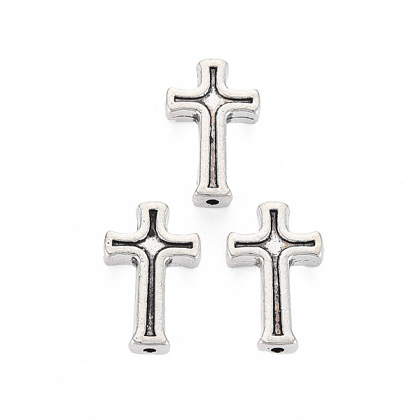 

PandaHall Tibetan Style Alloy Beads, Cross, Cadmium Free & Lead Free, Antique Silver, 16x10x3mm, Hole: 1.2mm, about 970pcs/1000g Alloy Cross