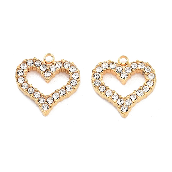 

PandaHall 304 Stainless Steel Rhinestone Pendants, Heart, Golden, 14x14x2mm, Hole: 1.6mm Stainless Steel+Rhinestone Heart Clear