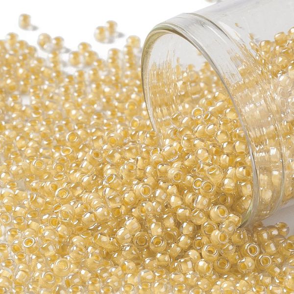 

PandaHall TOHO Round Seed Beads, Japanese Seed Beads, (983) Inside Color Custard Lined, 11/0, 2.2mm, Hole: 0.8mm, about 5555pcs/50g Glass..., Orange