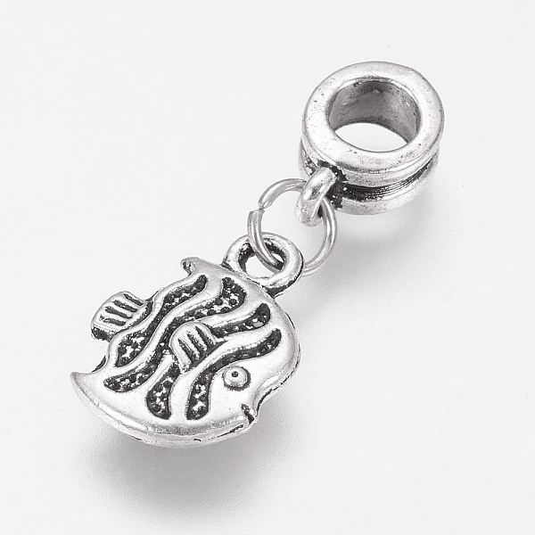 

PandaHall Tibetan Style Alloy European Dangle Charms, Fish, Antique Silver, 27.5mm, Hole: 5mm Alloy Fish