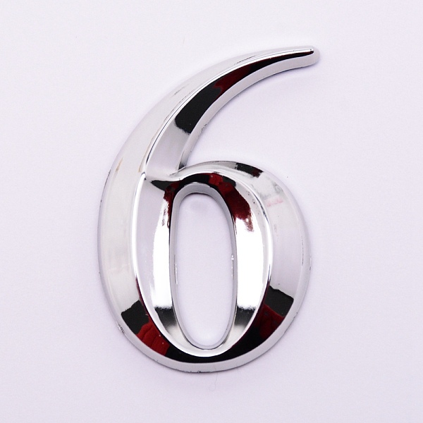 

PandaHall Plastic & PVC Number Sign Labels, Silver, Num.6, 6: 67.5x44x8mm Plastic Silver