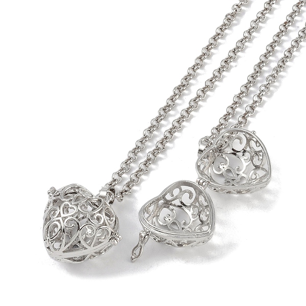 

PandaHall Brass Rhinestone Pendant Necklaces, Iron Rolo Chains, Heart, Platinum, 32.09 inch(81.5cm), Pendant: 28x29.5mm Brass Heart
