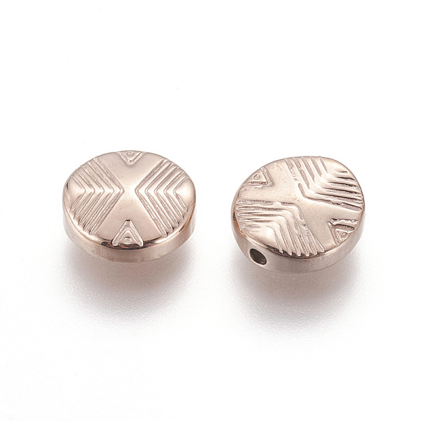 PandaHall Ion Plating(IP) 304 Stainless Steel Beads, Manual Polishing, Flat Round, Rose Gold, 11x3.6mm, Hole: 1.6mm 304 Stainless Steel Flat...