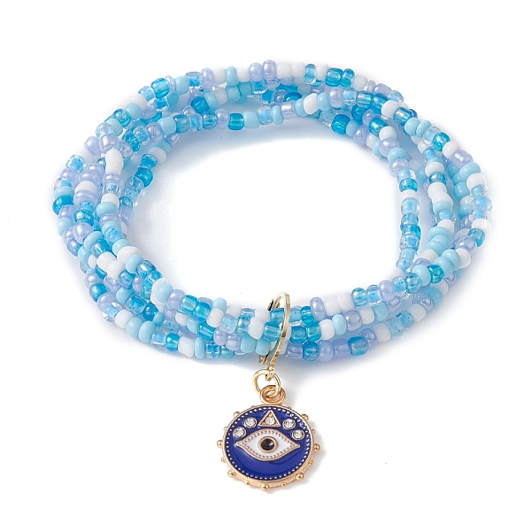 

PandaHall Glass Seed Beaded Multi-strand Bracelet, Alloy Enamel Charms Stretch Bracelet, Evil Eye, 1-7/8 inch(4.7cm), Pendant: 19x16x2mm...
