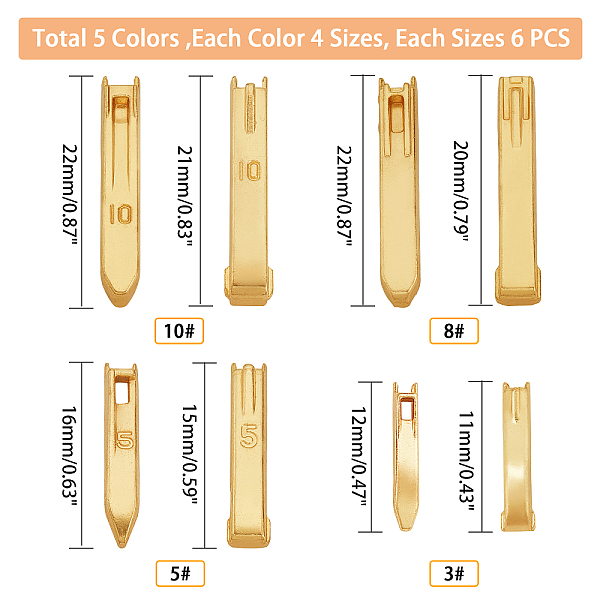 

PandaHall Zinc Alloy Zipper Head Plug, Replacement Zipper Accessories, Mixed Color, 11~22x2~3.5x2.5~5mm, Inner Diameter: 1~1.5mm...