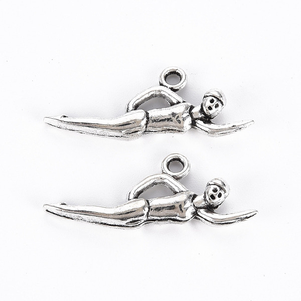 

PandaHall Tibetan Style Alloy Pendants, Cadmium Free & Lead Free, Swimmer, Antique Silver, 11x30x4mm, Hole: 1.6mm, about 600pcs/1000g Alloy...