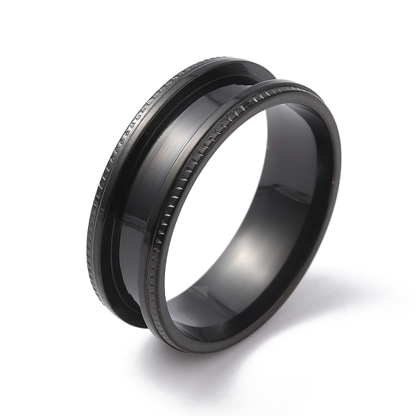 

PandaHall Titanium Steel Grooved Finger Ring for Men Women, Electrophoresis Black, Inner Diameter: 21mm Titanium Steel
