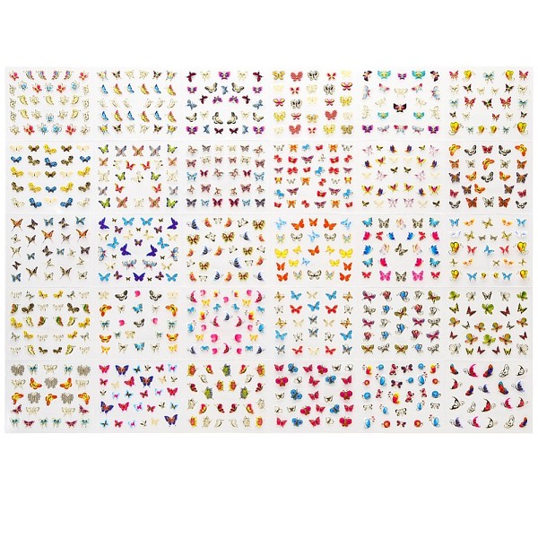 

PandaHall Nail Art Stickers Decals, Self-adhesive, for Nail Tips Decorations, Butterfly Pattern, Mixed Color, 63x53mm, 30sheets/set Plastic..., Multicolor