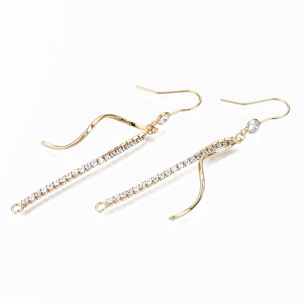 

PandaHall Brass Micro Pave Clear Cubic Zirconia Earring Hooks, Ear Wire, Nickel Free, Real 18K Gold Plated, 67mm, Hole: 2mm, 21 Gauge, Pin...