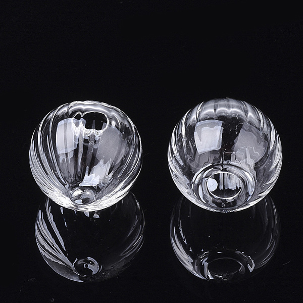 

PandaHall Handmade Blown Glass Globe Bottles, for Glass Vial Pendants Making, Pumpkin, Clear, 16x14~15mm, Half Hole: 5mm Glass Pumpkin Clear