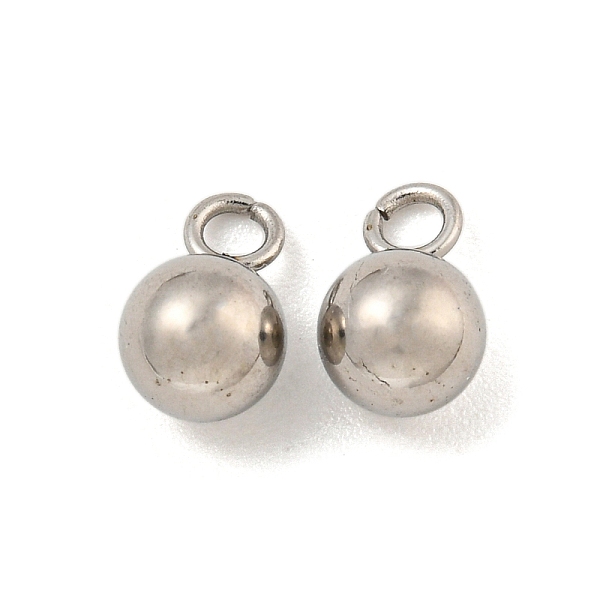 

PandaHall 201 Stainless Steel Charms, Round Charm, Stainless Steel Color, 8x5x5mm, Hole: 1.8mm 201 Stainless Steel Round