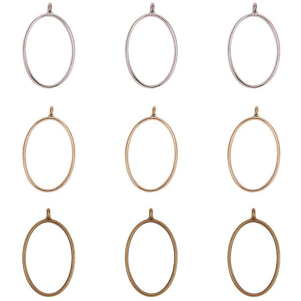 

PandaHall OLYCRAFT 30pcs Oval Open Bezel Charms 3-Color Alloy Frame Pendants Color-Lasting Hollow Resin Frames with Loop for Resin Jewelry..., Multicolor