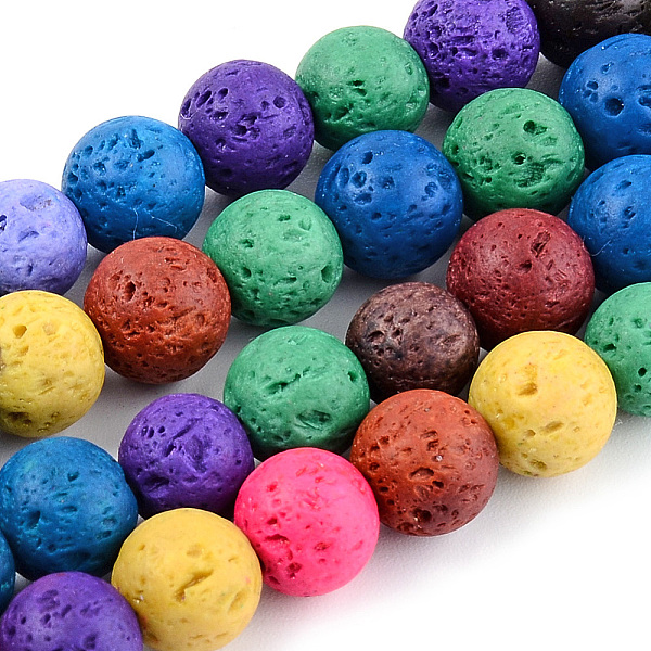 

PandaHall Synthetic Lava Rock Beads Strands, Dyed, Round, Mixed Color, 6mm, Hole: 1mm, about 61pcs/strand, 14.96 inch(38cm) Lava Rock Round..., Multicolor