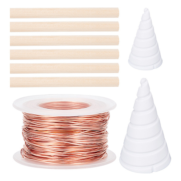 

PandaHall OLYCRAFT 20 Gauge 131.2 Feet Copper Wire with 2Pcs Fibonacci Coil Winding Jig and 6Pcs Copper Garden Stakes for Plants Copper Rods..., Multicolor
