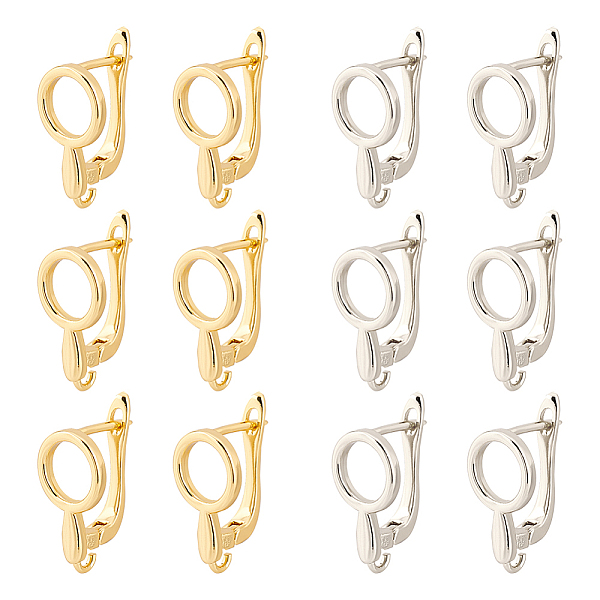 

PandaHall BENECREAT 12Pcs 2 Colors Brass Hoop Earring Findings, with Latch Back Closure, with Vertical Loops, Hollow Magnifying Glass Shape...
