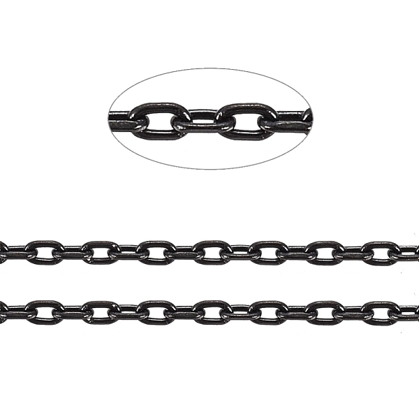 

PandaHall 304 Stainless Steel Cable Chains, Diamond Cut Chains, Soldered, Faceted, with Spool, Oval, Electrophoresis Black, 1.5x1x0.3mm...