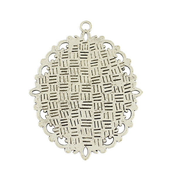 

PandaHall Tibetan Style Oval Pendant Cabochon Settings, Cadmium Free & Lead Free, Silver Color Plated, Tray: 40x30mm, 61x48x3mm, Hole: 3mm...