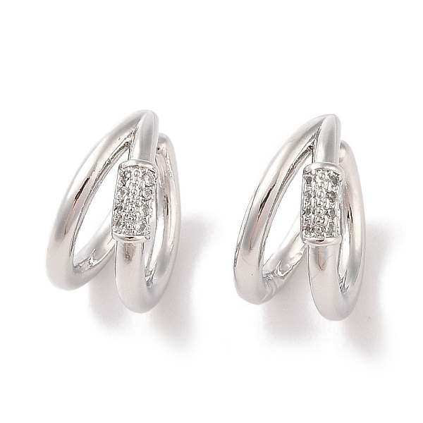 

PandaHall Brass Micro Pave Clear Cubic Zirconia Cuff Earrings for Women, Platinum, 14x8mm Brass Ring