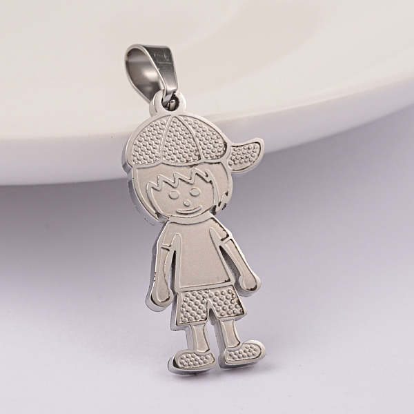 

PandaHall Boy 304 Stainless Steel Pendants, Stainless Steel Color, 27x14x2mm, Hole: 6x4mm 304 Stainless Steel Human