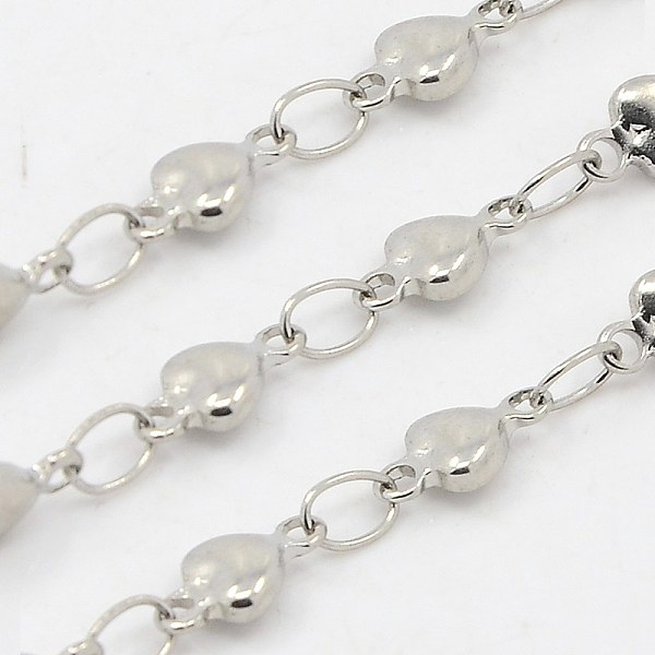 

PandaHall 3.28 Feet 304 Stainless Steel Link Chains, Decorative Heart Chain, Soldered, Stainless Steel Color, 3.5x2mm 304 Stainless Steel