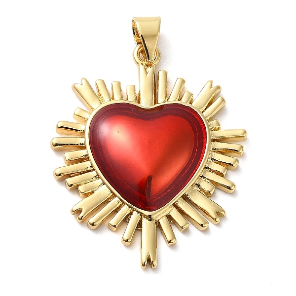 

PandaHall Brass Enamel Pendants, Golden, Heart Charm, Red, 30x24x4mm, Hole: 4x5mm Brass+Enamel Heart Red