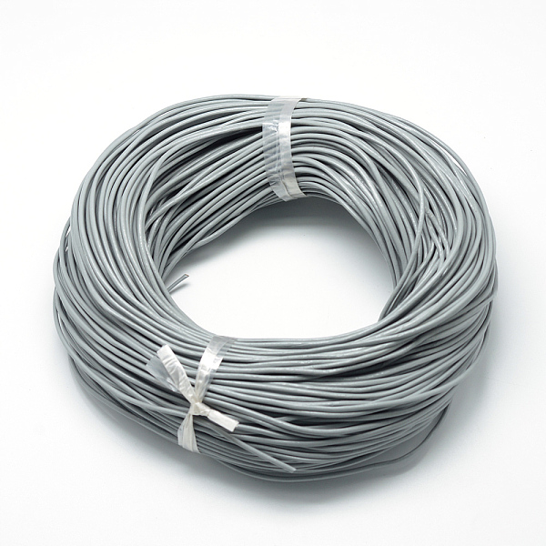 

PandaHall Spray Painted Cowhide Leather Cords, Light Grey, 2.0mm, about 100yards/bundle(300 feet/bundle) Cowhide Round