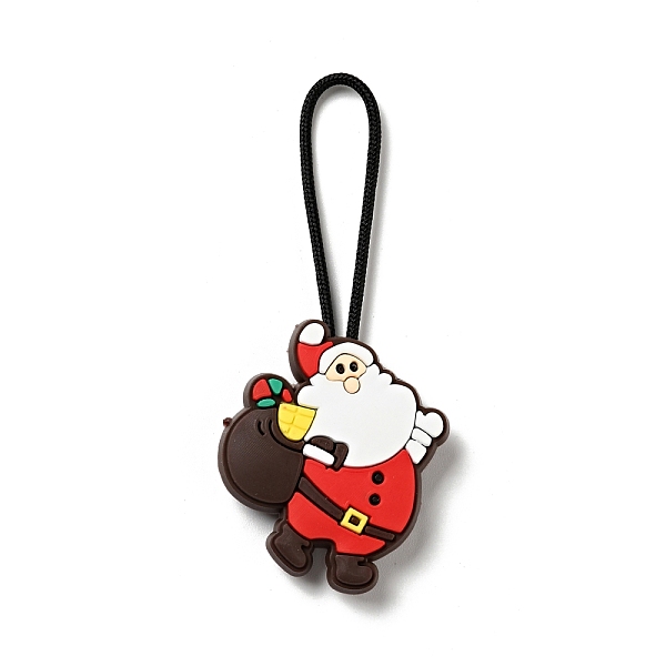 

PandaHall Christmas PVC Plastic Pendant Decorations, with Nylon Cord and Plastic Findings, Santa Claus, Red, 67mm Plastic Human Red