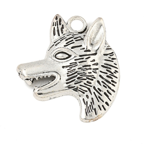 

PandaHall Tibetan Style Wolf Head Alloy Pendants, Cadmium Free & Lead Free, Antique Silver, 33x29x4mm, Hole: 4mm, about 113pcs/500g Alloy...