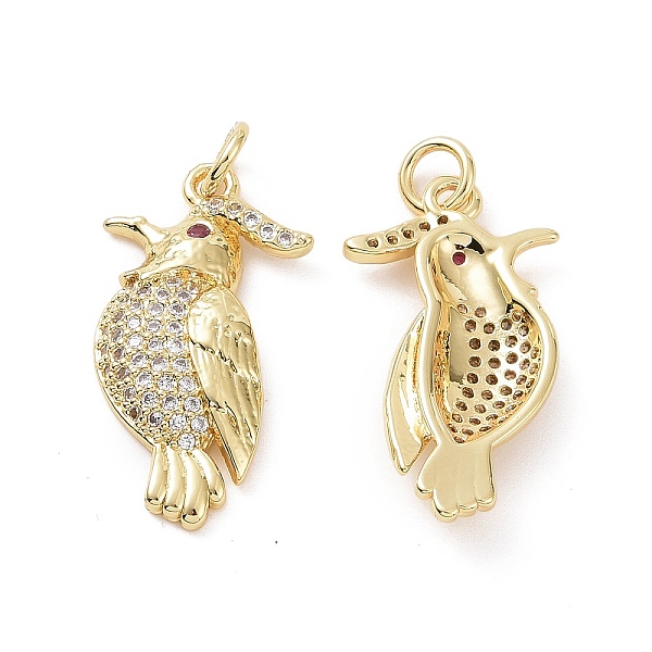 

PandaHall Brass Micro Pave Cubic Zirconia Pendants, Bird Charm, Real 18K Gold Plated, 24.5x13x3mm, Hole: 3mm Brass+Cubic Zirconia Bird