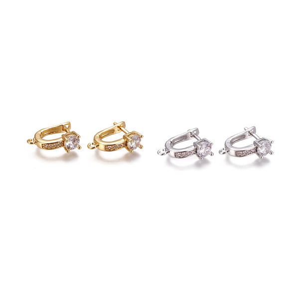 

PandaHall Brass Hoop Earring Findings with Latch Back Closure, with Micro Pave Cubic Zirconia and Loop, Clear, Mixed Color, 5/8x1/4x1/2 inch...