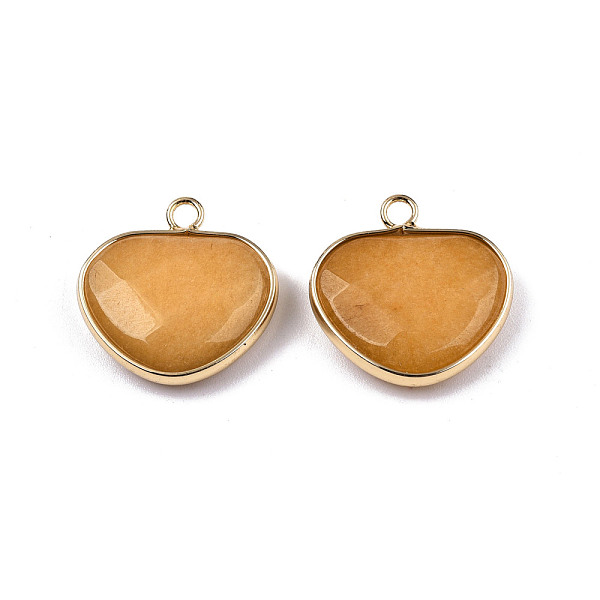 

PandaHall Natural White Jade Pendants, with Light Gold Plated Tone Brass Edge, Dyed & Heated, Faceted Heart Charm, Gold, 22x22x6mm, Hole...