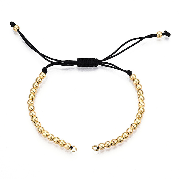

PandaHall Brass Bracelet Making, with Polyester Cord, Golden, 5-1/4 inch(13.5cm)~10-1/4 inch(26cm), 4mm, Hole: 2mm Brass